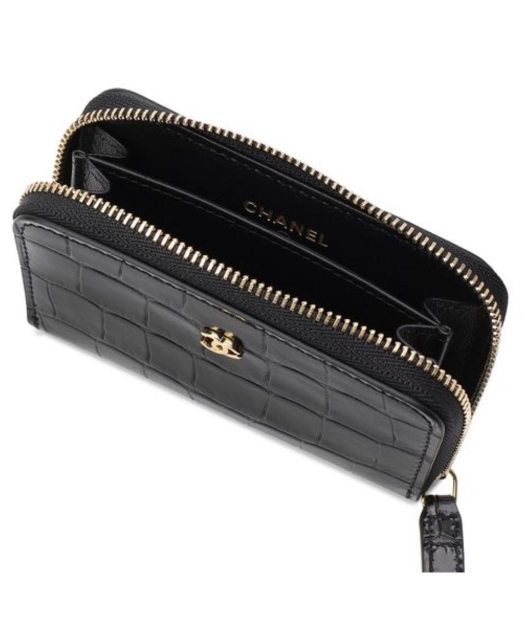 CHANEL Черный кожаный кошелек, фото 3