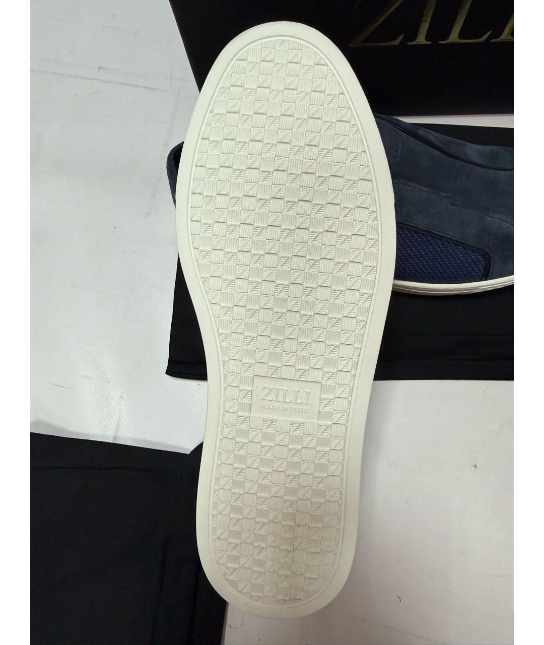 ZILLI Синие кожаные низкие кроссовки / кеды, фото 5