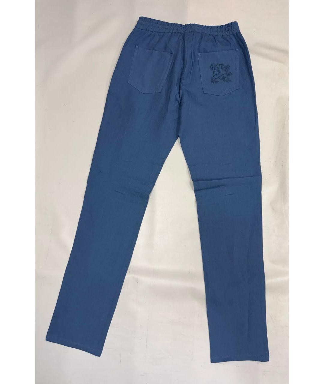 ZILLI Синие льняные повседневные брюки, фото 3