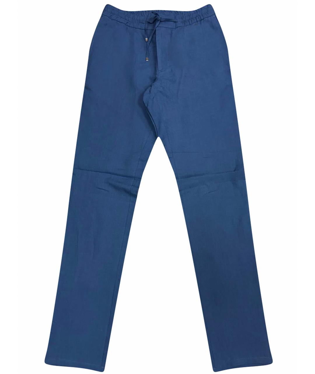 ZILLI Синие льняные повседневные брюки, фото 1