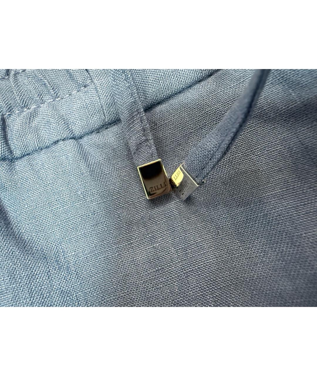 ZILLI Синие льняные повседневные брюки, фото 2