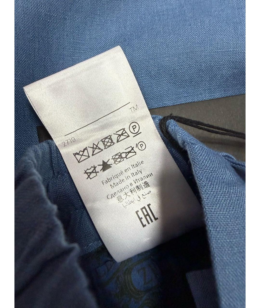 ZILLI Синие льняные повседневные брюки, фото 6