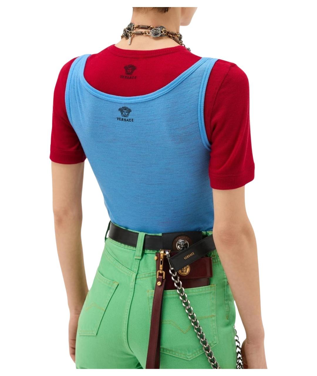 VERSACE Синяя хлопковая майка, фото 3