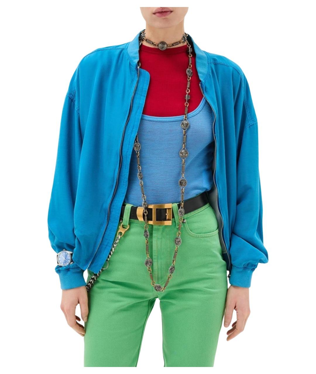 VERSACE Синяя хлопковая майка, фото 2