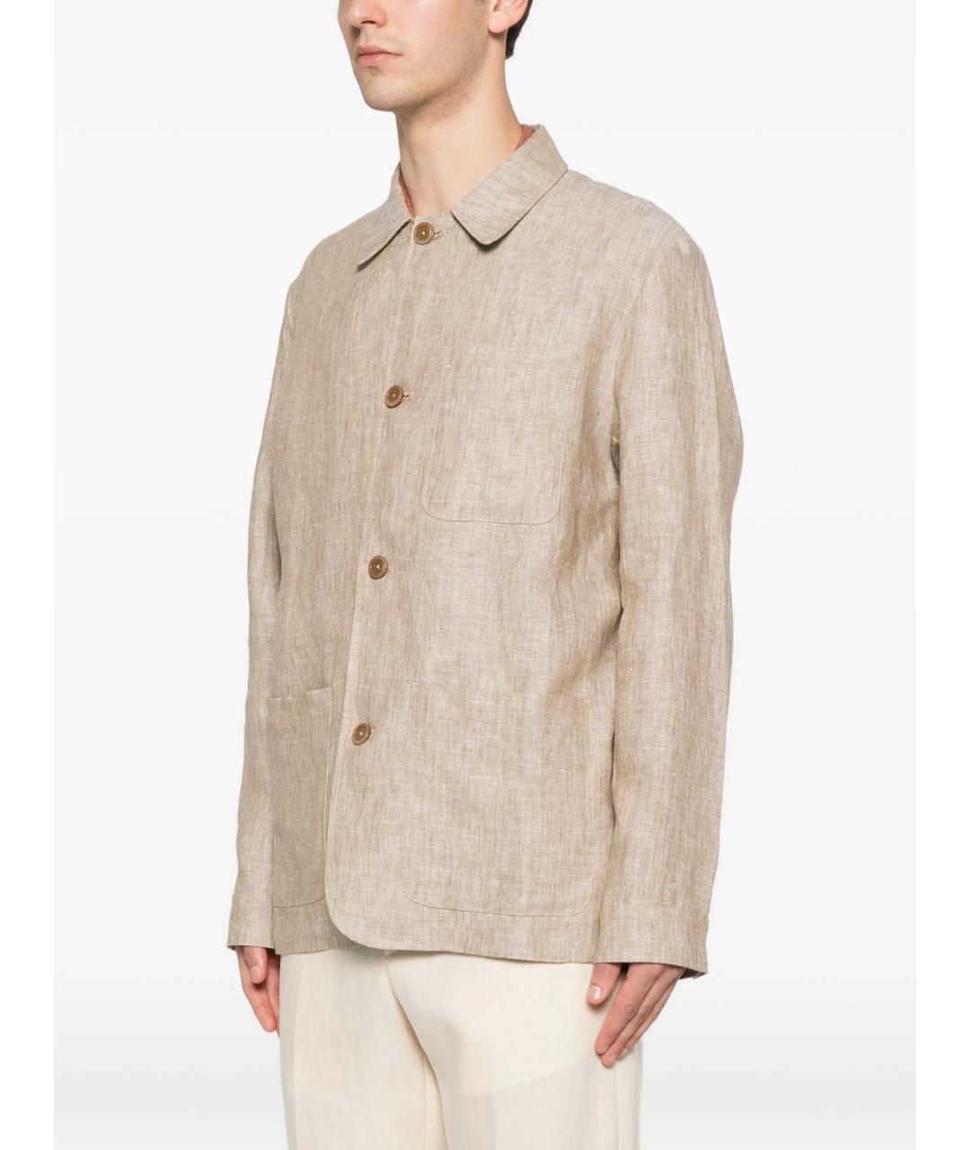 120% LINO Бежевая льняная куртка, фото 3