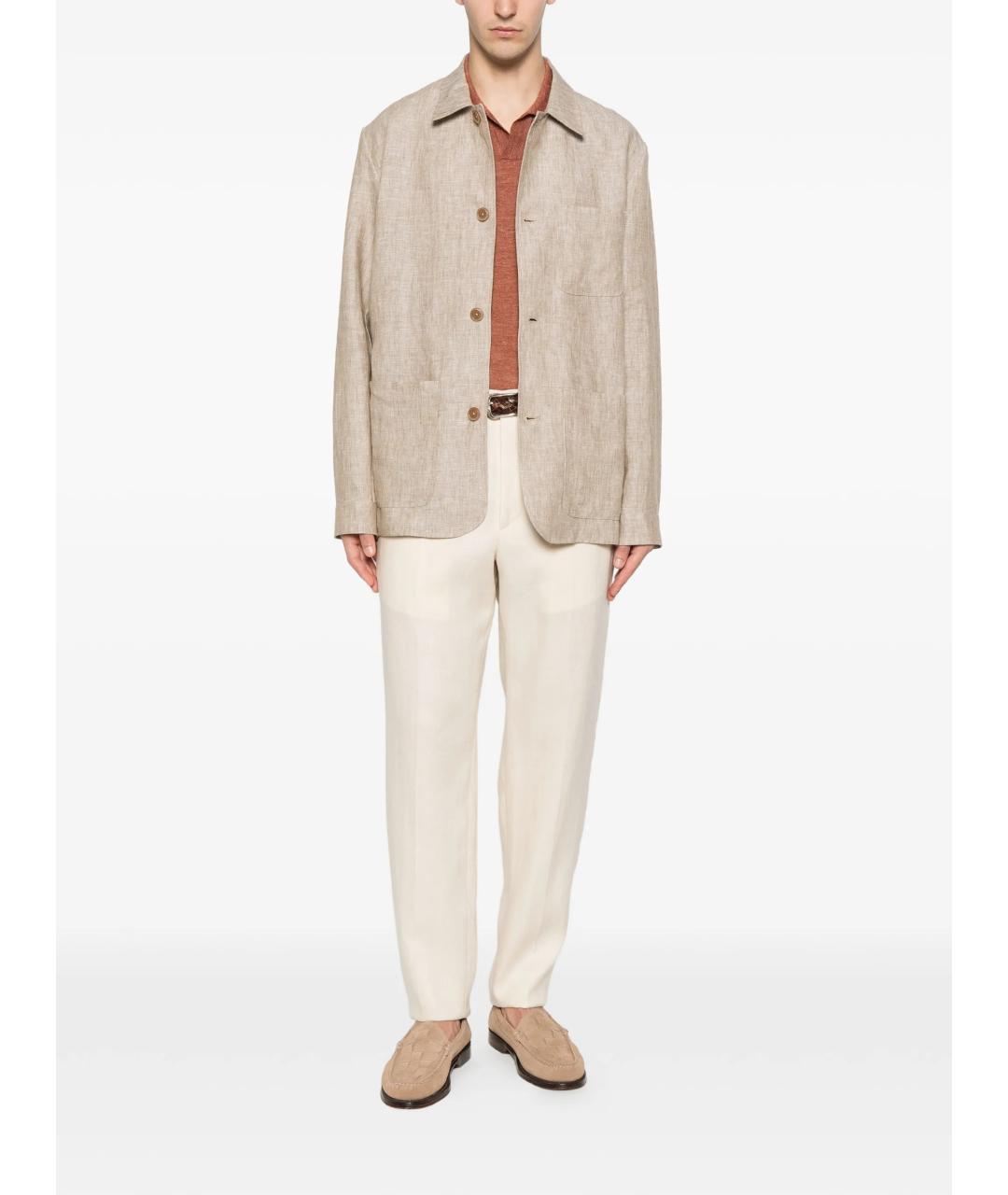 120% LINO Бежевая льняная куртка, фото 2