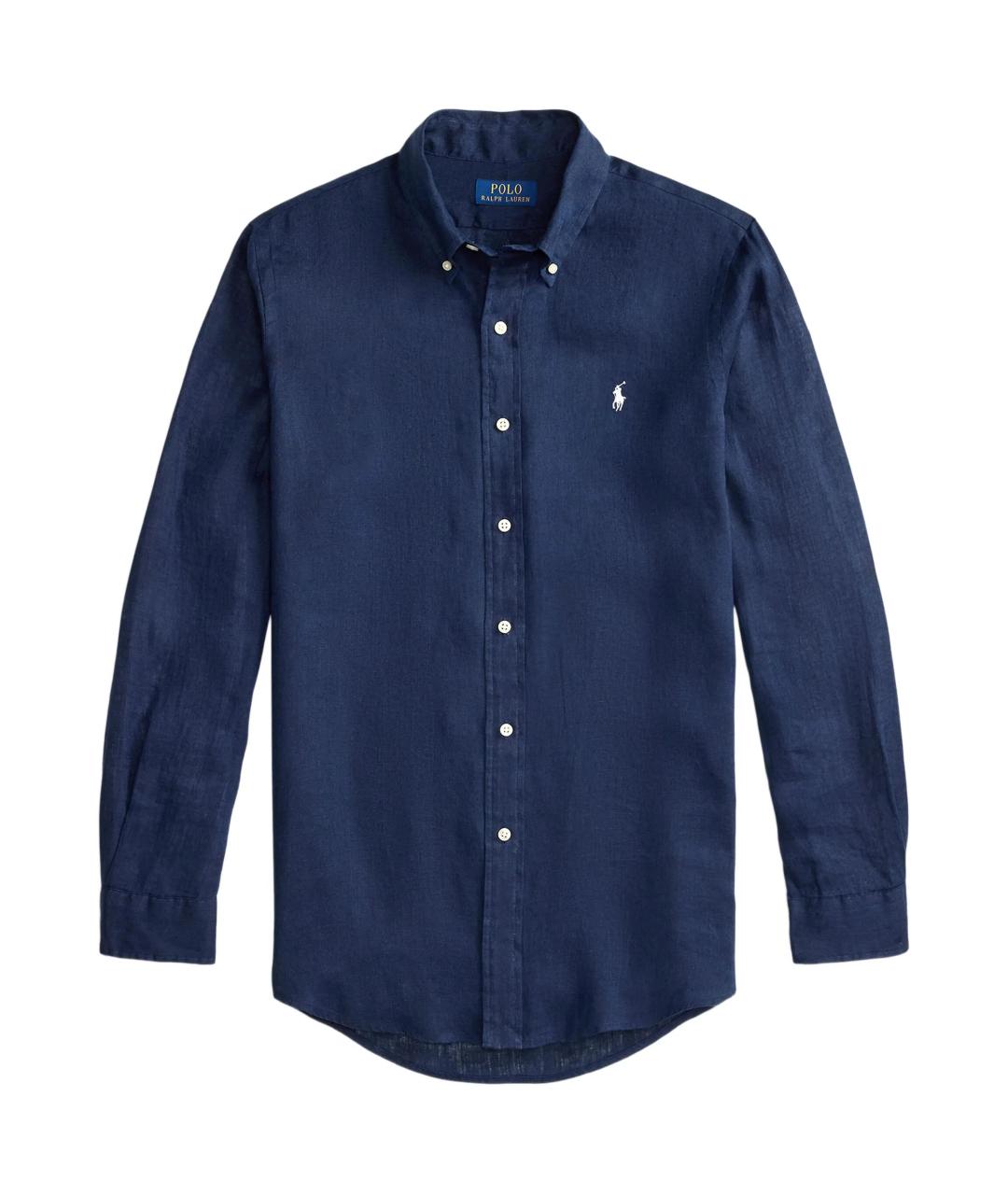 POLO RALPH LAUREN Синяя льняная кэжуал рубашка, фото 1
