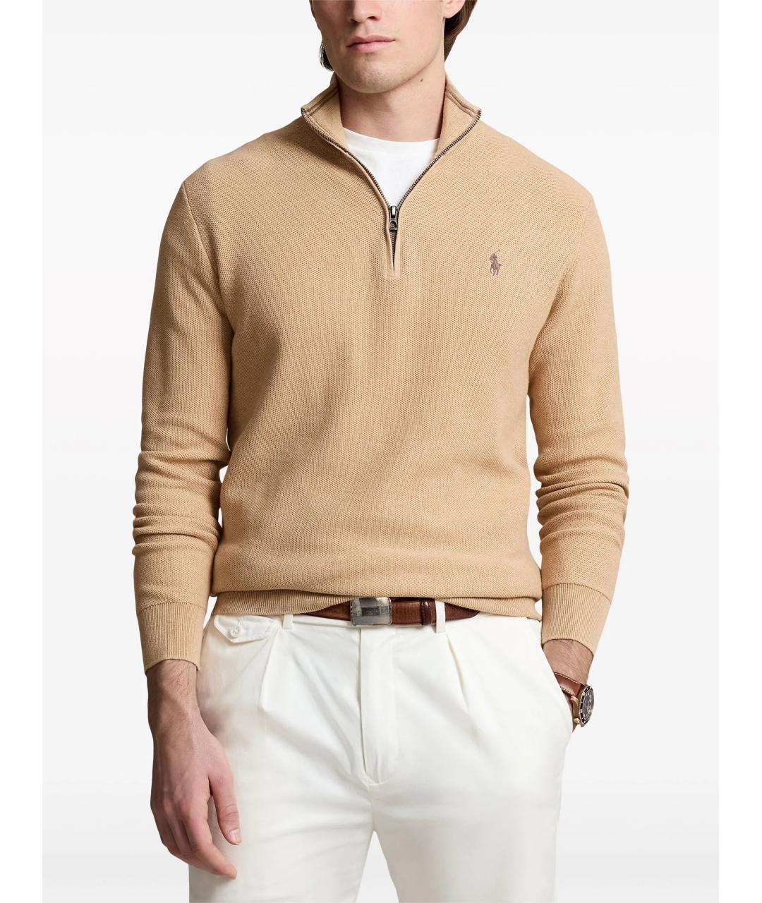 POLO RALPH LAUREN Бежевый хлопковый джемпер / свитер, фото 3