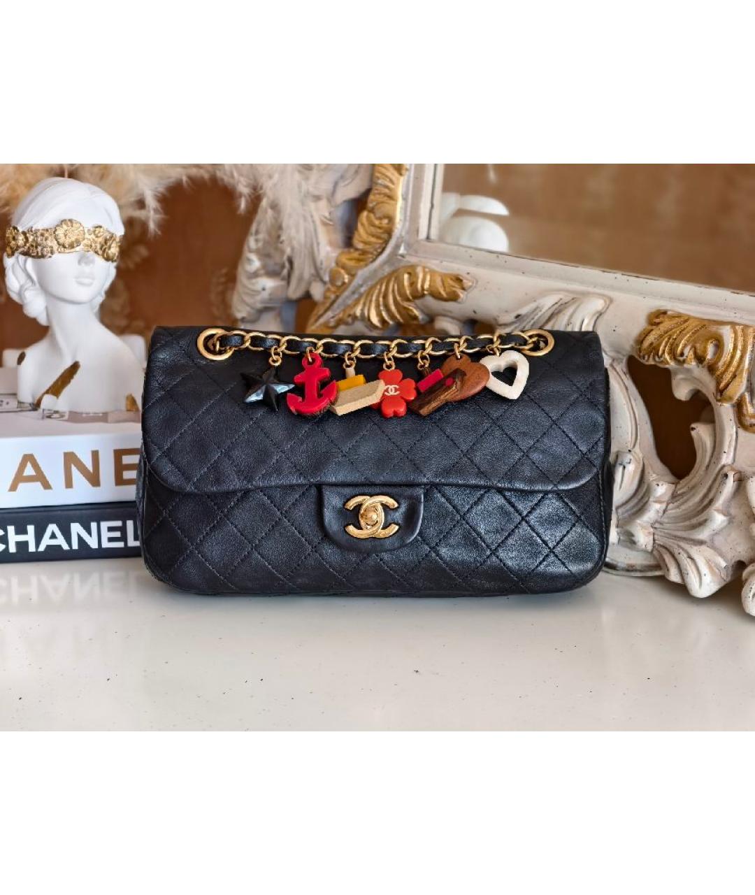 CHANEL Черная кожаная сумка через плечо, фото 10