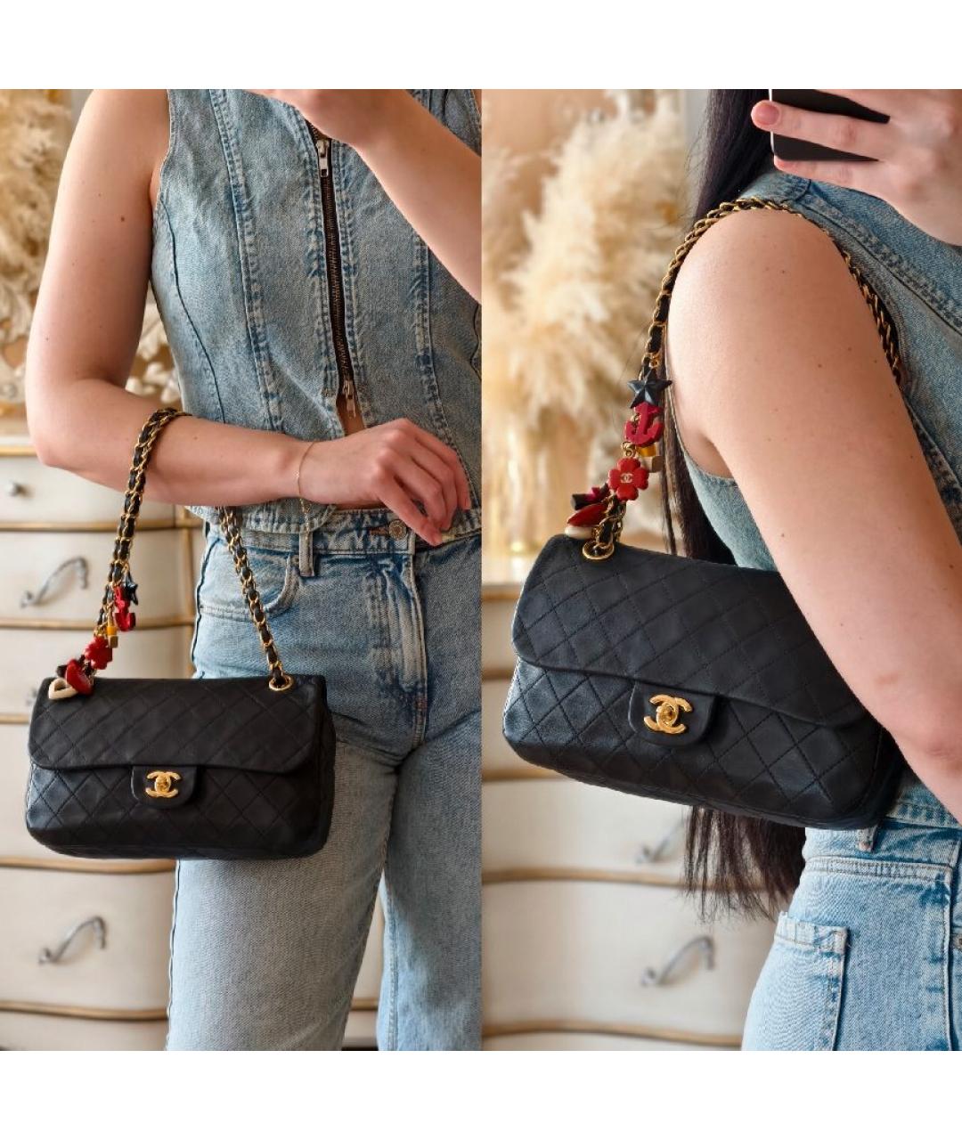 CHANEL Черная кожаная сумка через плечо, фото 5