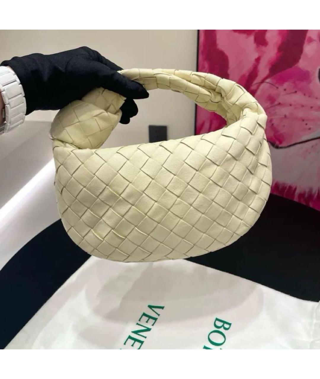 BOTTEGA VENETA Желтая кожаная сумка с короткими ручками, фото 5