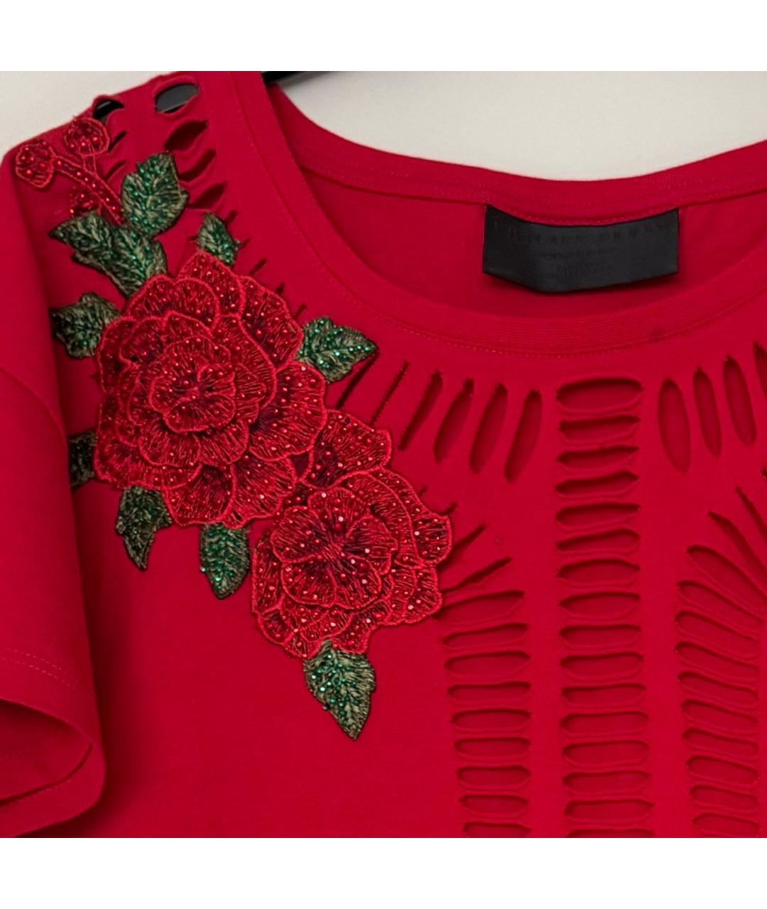 PHILIPP PLEIN Красная хлопковая футболка, фото 3