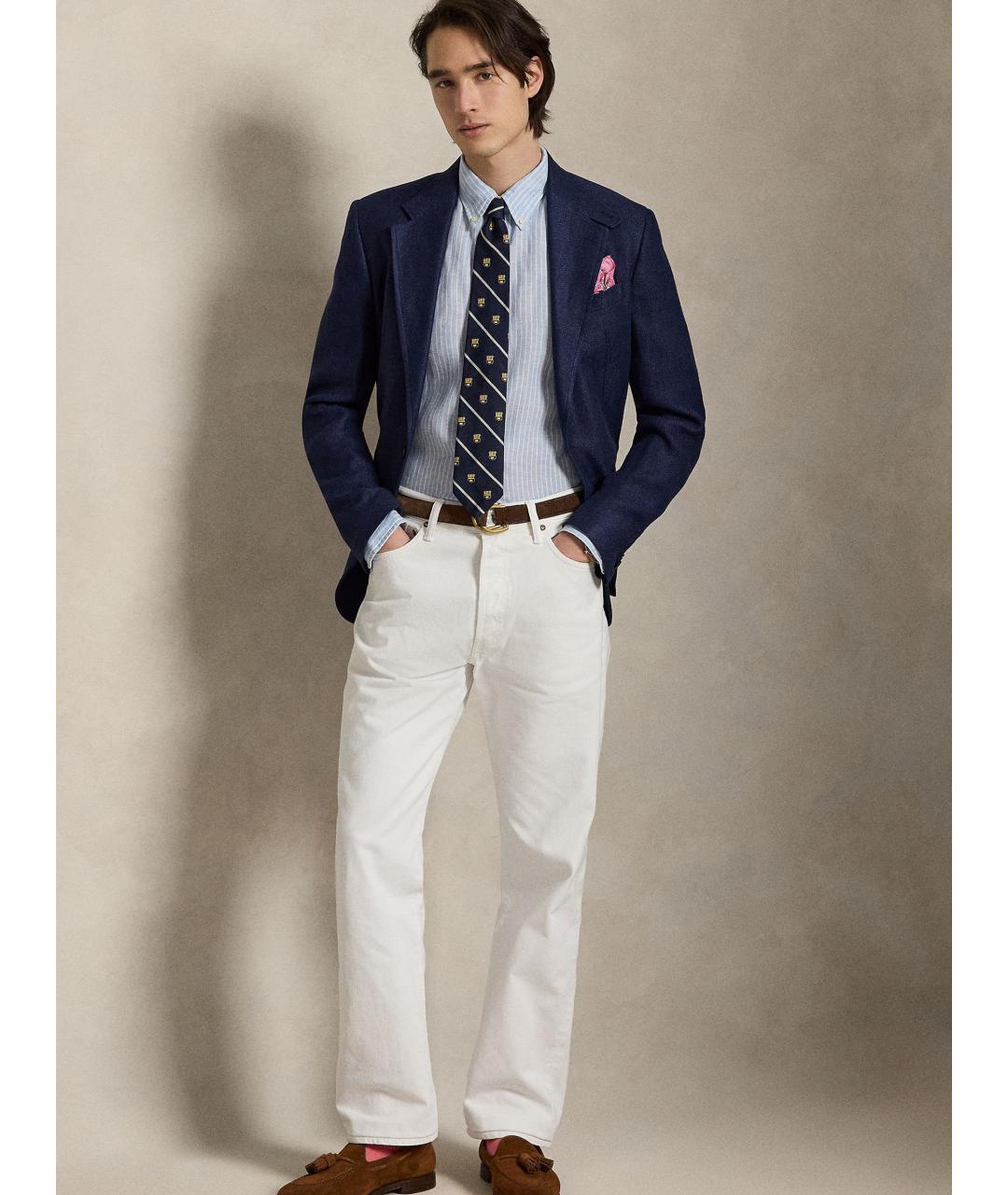 POLO RALPH LAUREN Голубая льняная кэжуал рубашка, фото 2