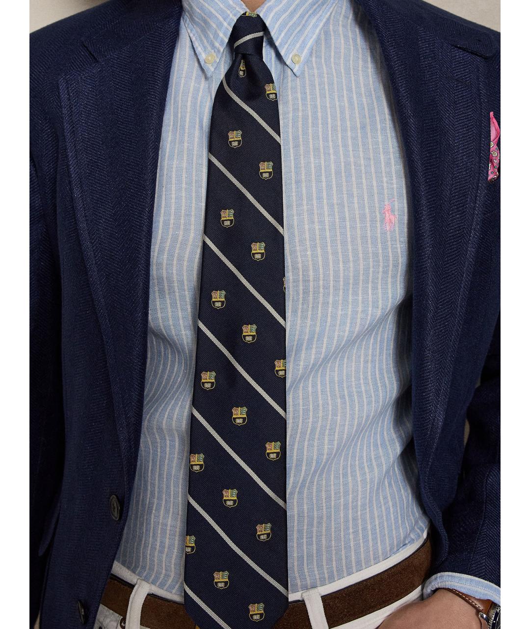 POLO RALPH LAUREN Голубая льняная кэжуал рубашка, фото 5