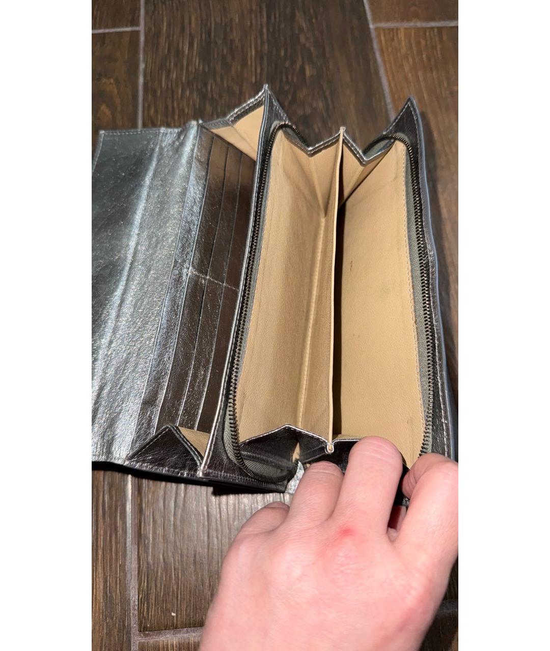 BOTTEGA VENETA Серебрянный кожаный кошелек, фото 4