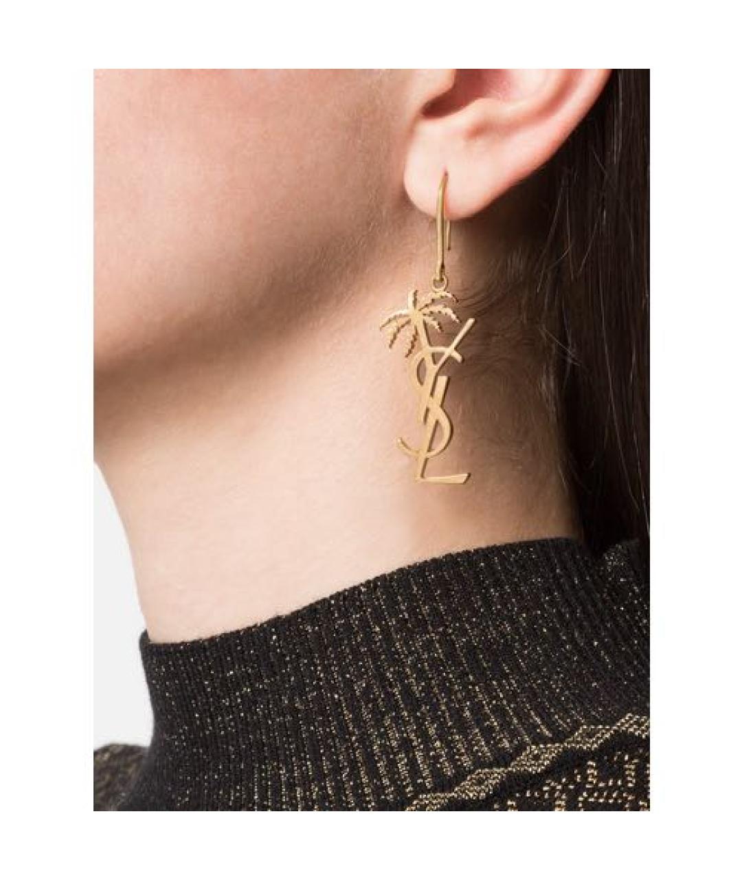SAINT LAURENT Золотые металлические серьги, фото 2