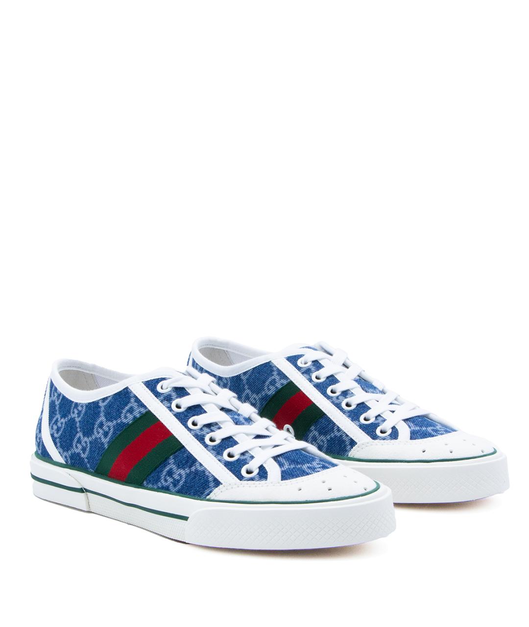 GUCCI Синие кожаные кеды, фото 2