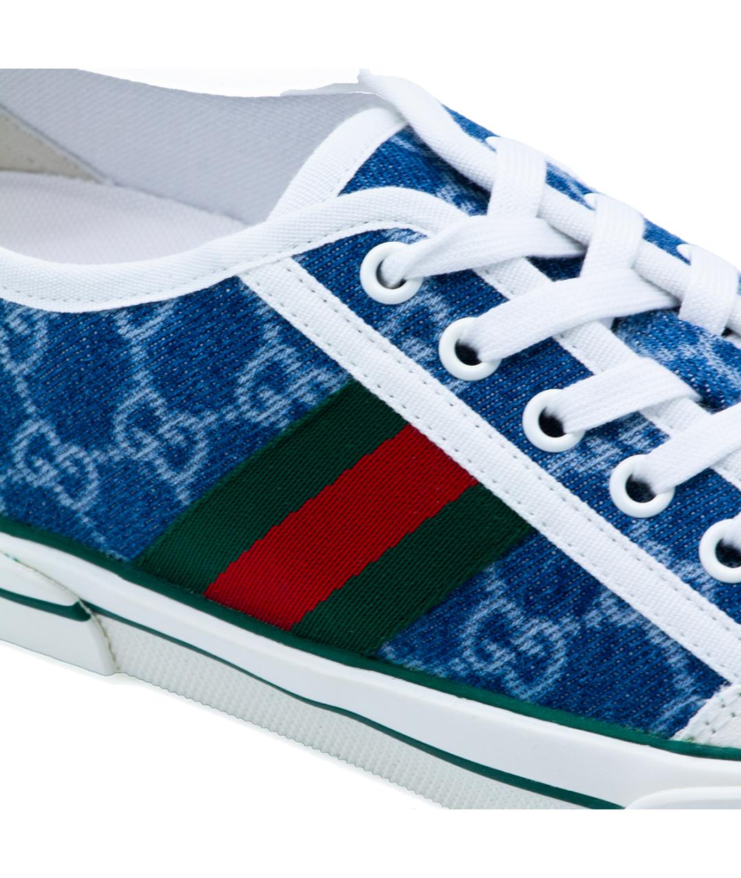 GUCCI Синие кожаные кеды, фото 4