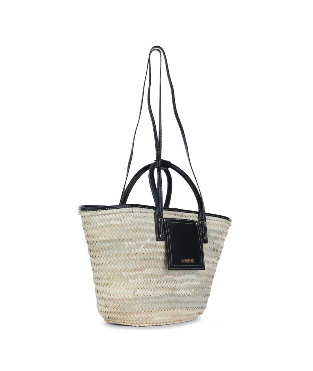 JACQUEMUS Бежевая пелетеная сумка тоут, фото 2