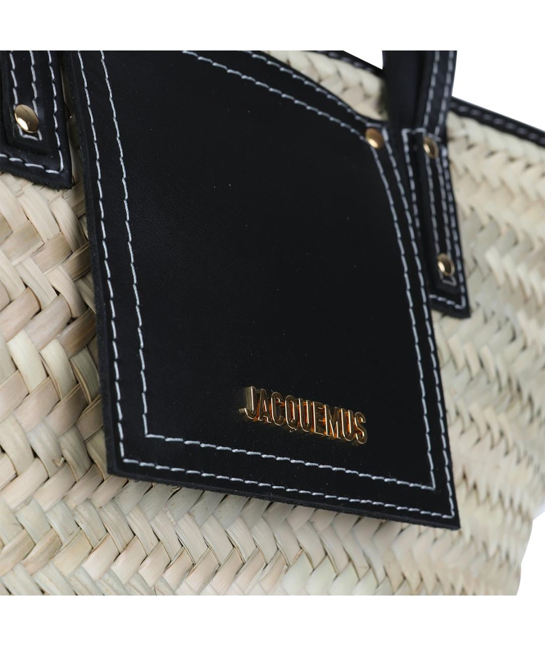 JACQUEMUS Бежевая пелетеная сумка тоут, фото 4