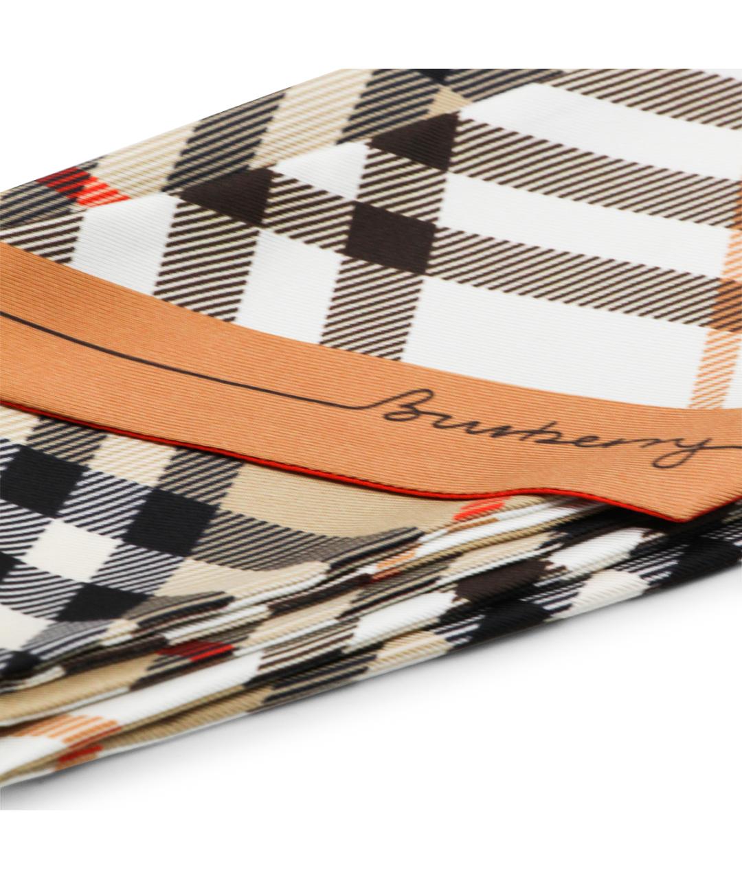 BURBERRY Бежевый шелковый шарф, фото 2