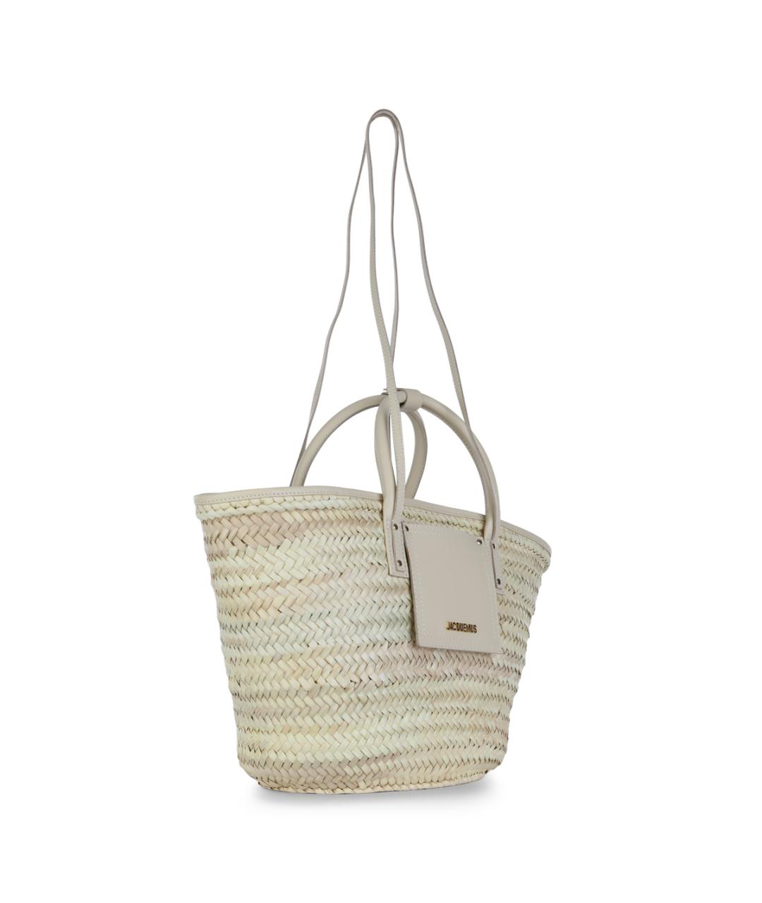 JACQUEMUS Бежевая пелетеная сумка тоут, фото 2