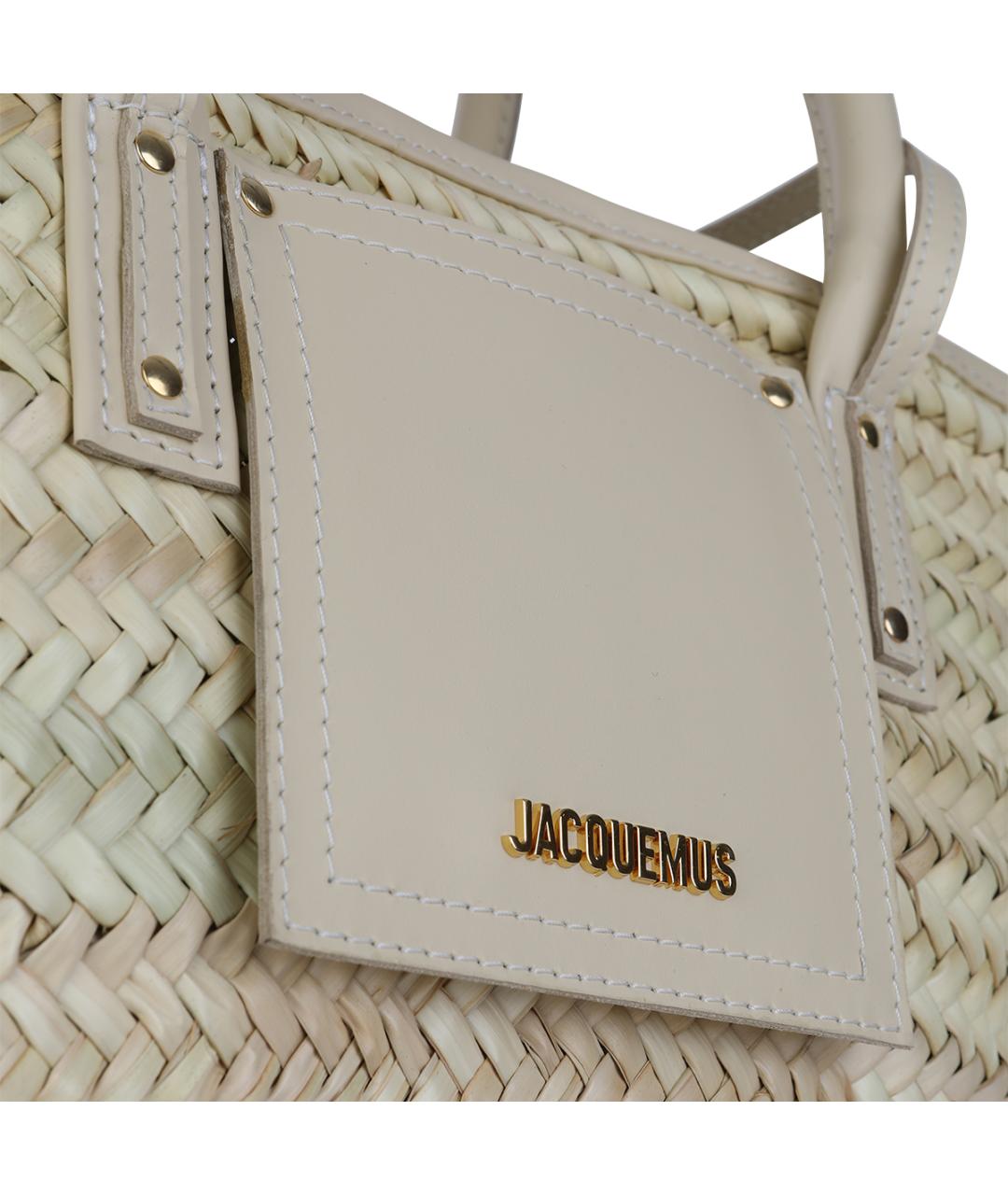 JACQUEMUS Бежевая пелетеная сумка тоут, фото 4