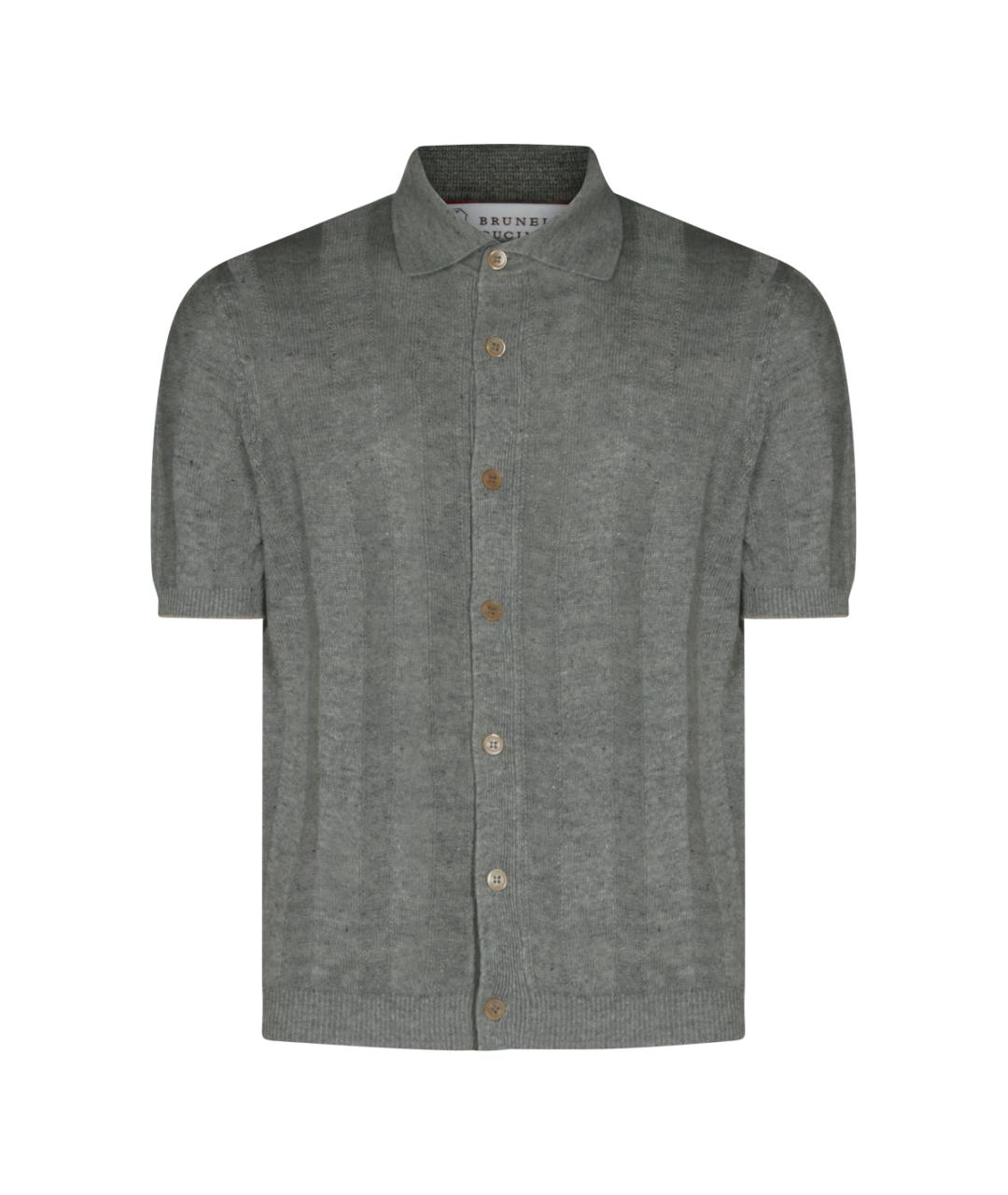 BRUNELLO CUCINELLI Серая льняная кэжуал рубашка, фото 1
