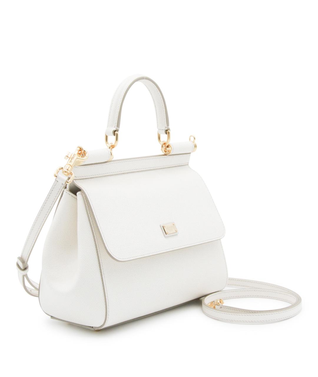 DOLCE&GABBANA Белая кожаная сумка тоут, фото 2