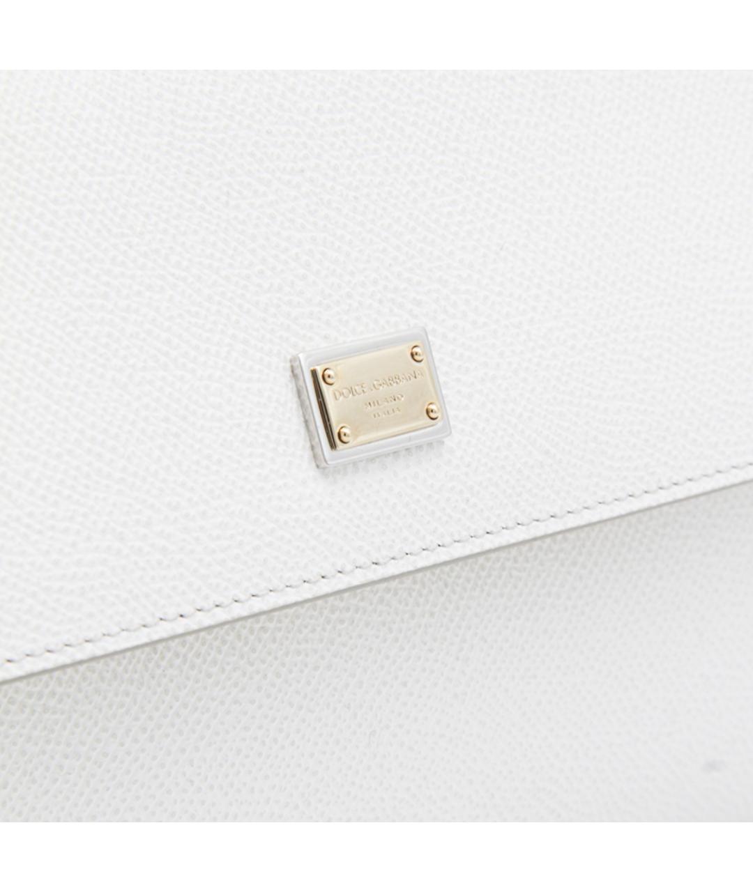 DOLCE&GABBANA Белая кожаная сумка тоут, фото 4