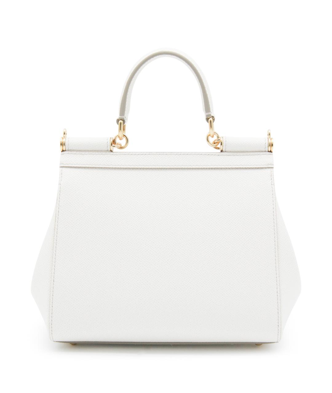 DOLCE&GABBANA Белая кожаная сумка тоут, фото 3