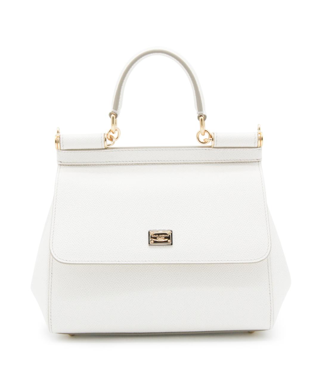 DOLCE&GABBANA Белая кожаная сумка тоут, фото 1