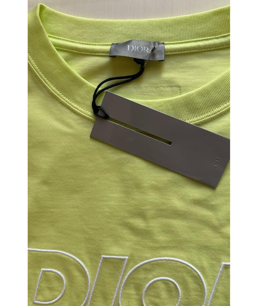 CHRISTIAN DIOR Желтая хлопковая футболка, фото 3