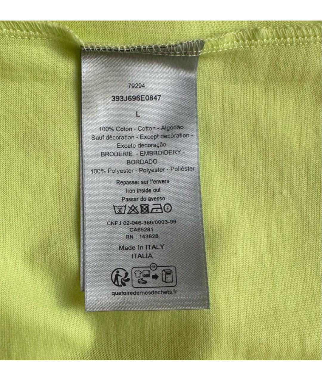 CHRISTIAN DIOR Желтая хлопковая футболка, фото 7