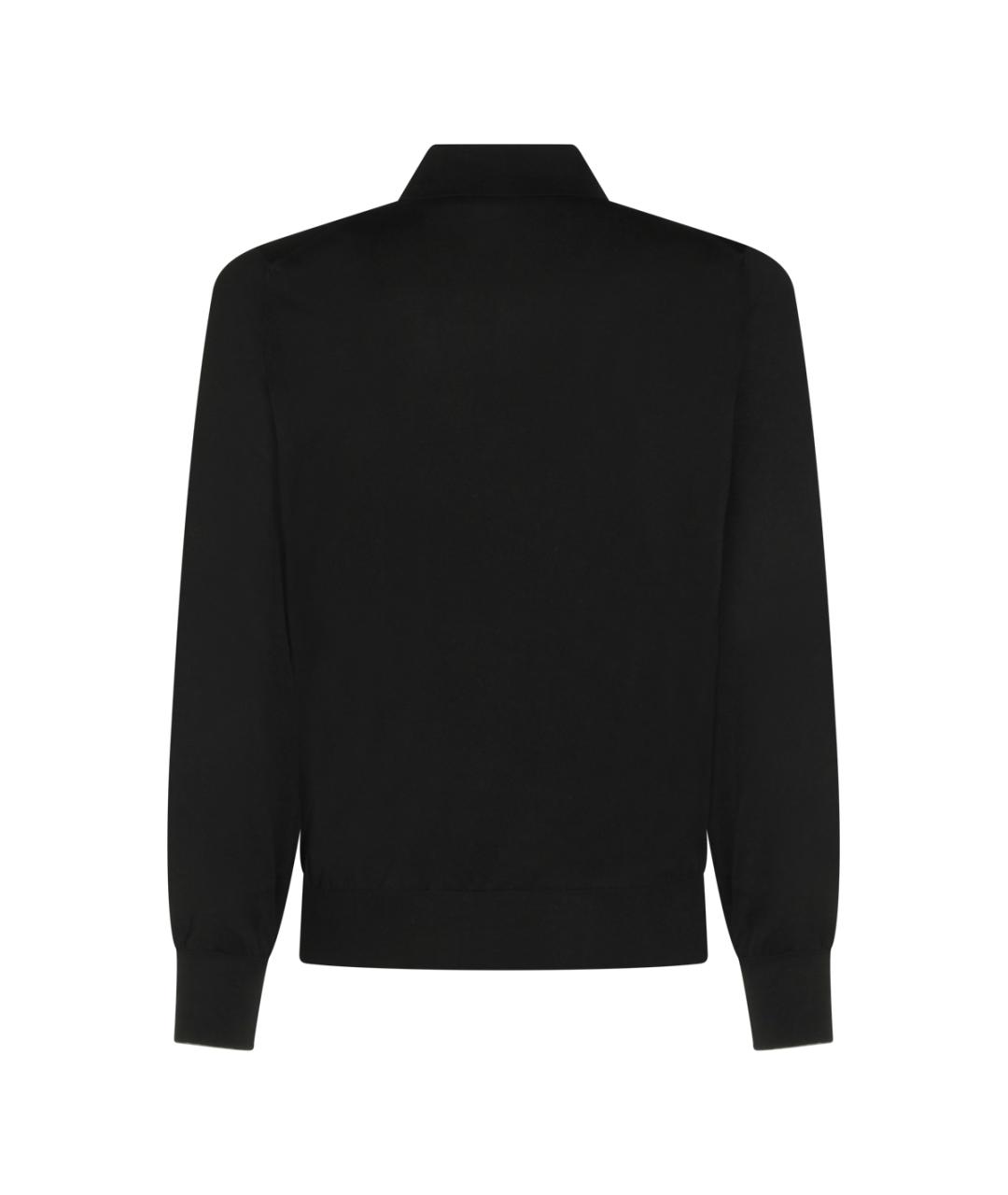 BRUNELLO CUCINELLI Черное хлопковое поло с длинным рукавом, фото 2