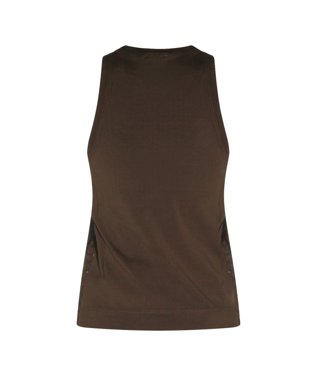 BRUNELLO CUCINELLI Коричневая хлопко-эластановая майка, фото 2