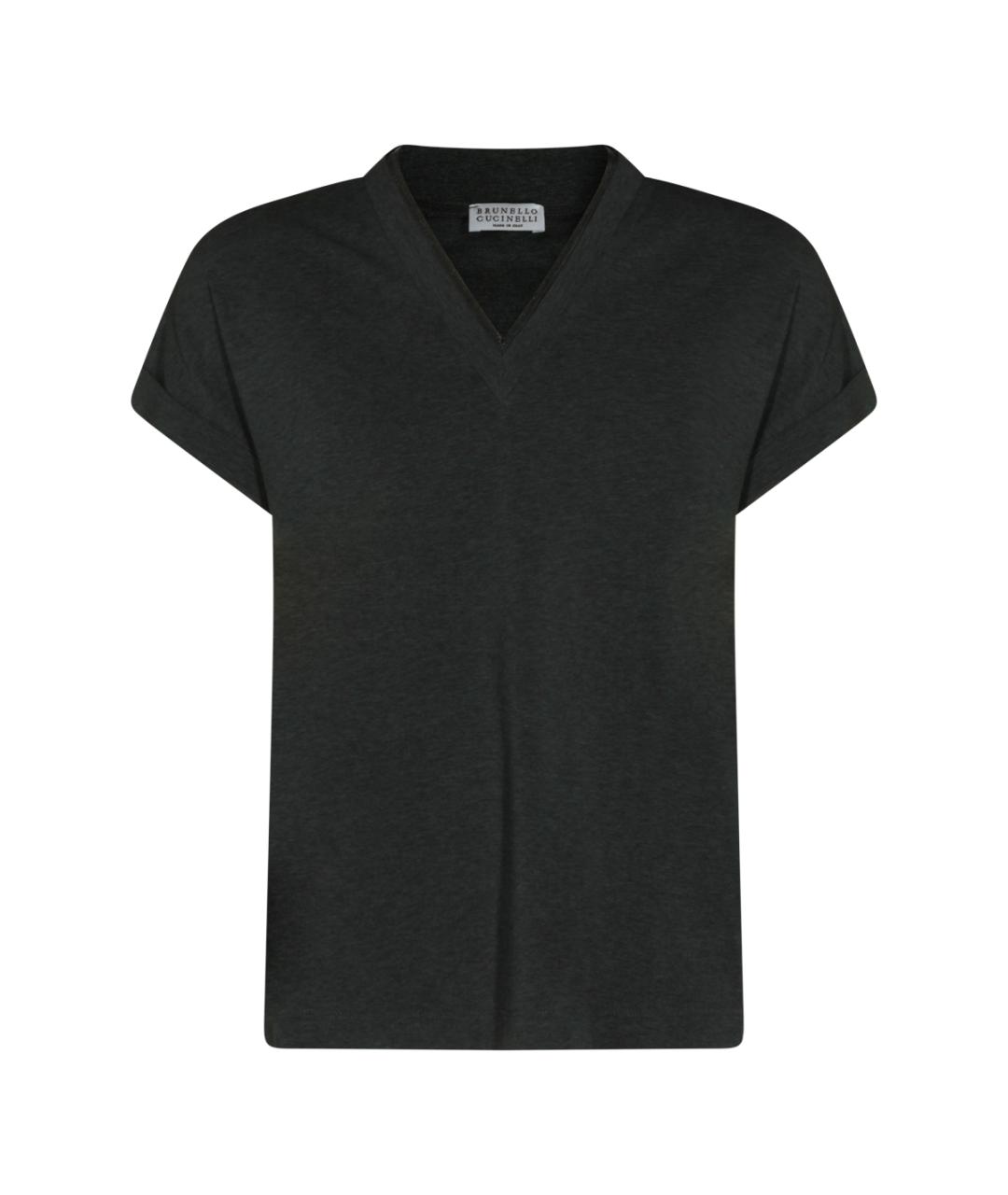 BRUNELLO CUCINELLI Черная хлопковая футболка, фото 6