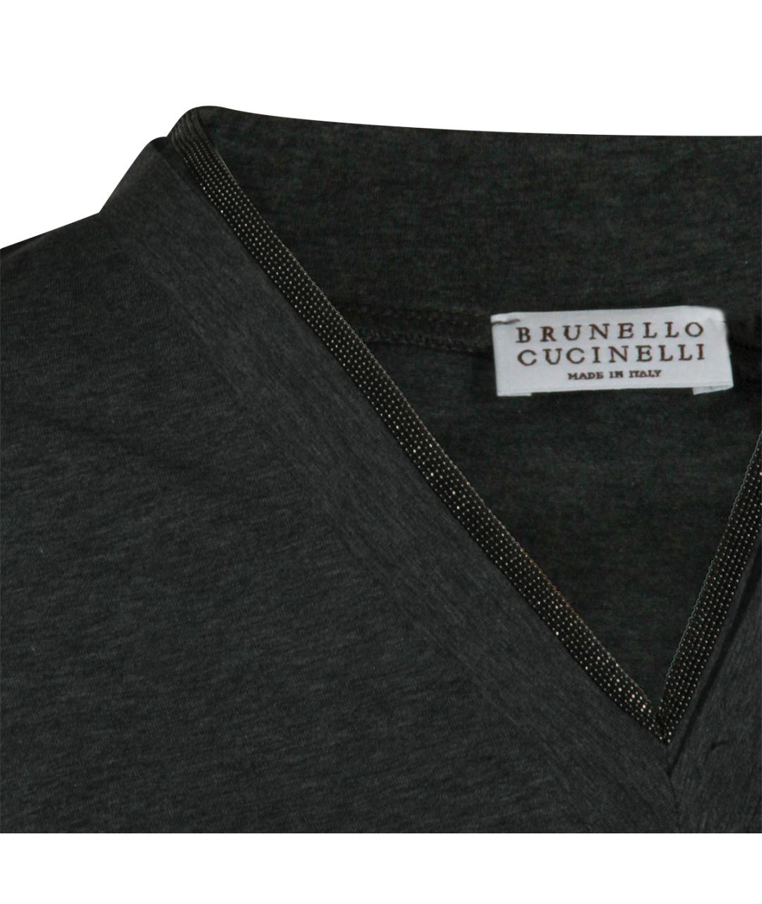 BRUNELLO CUCINELLI Черная хлопковая футболка, фото 4