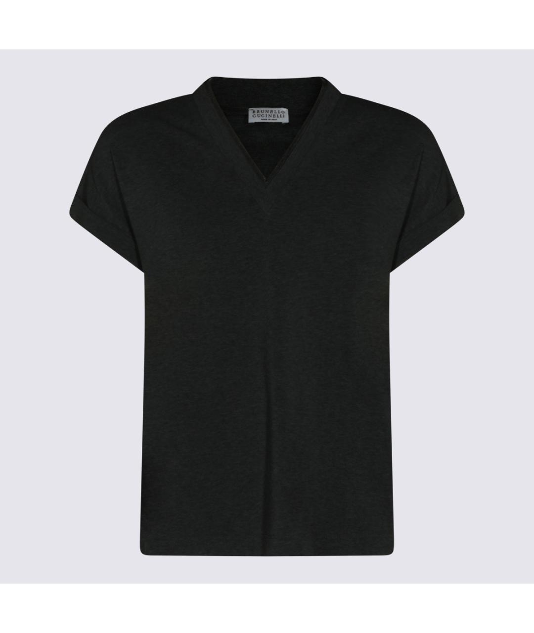 BRUNELLO CUCINELLI Черная хлопковая футболка, фото 7