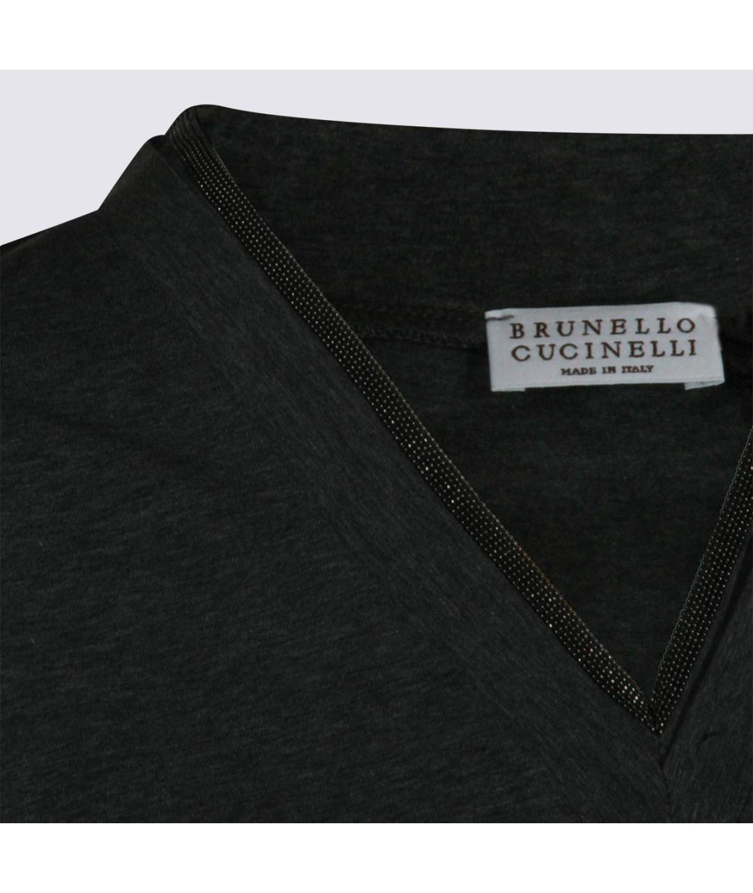 BRUNELLO CUCINELLI Черная хлопковая футболка, фото 5