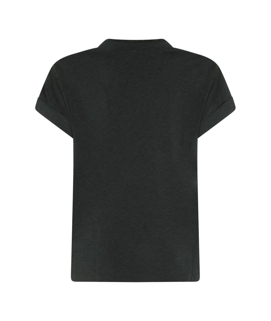 BRUNELLO CUCINELLI Черная хлопковая футболка, фото 2