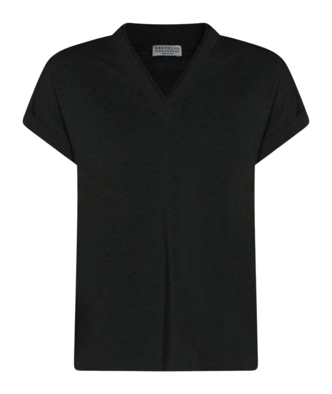 BRUNELLO CUCINELLI Черная хлопковая футболка, фото 1