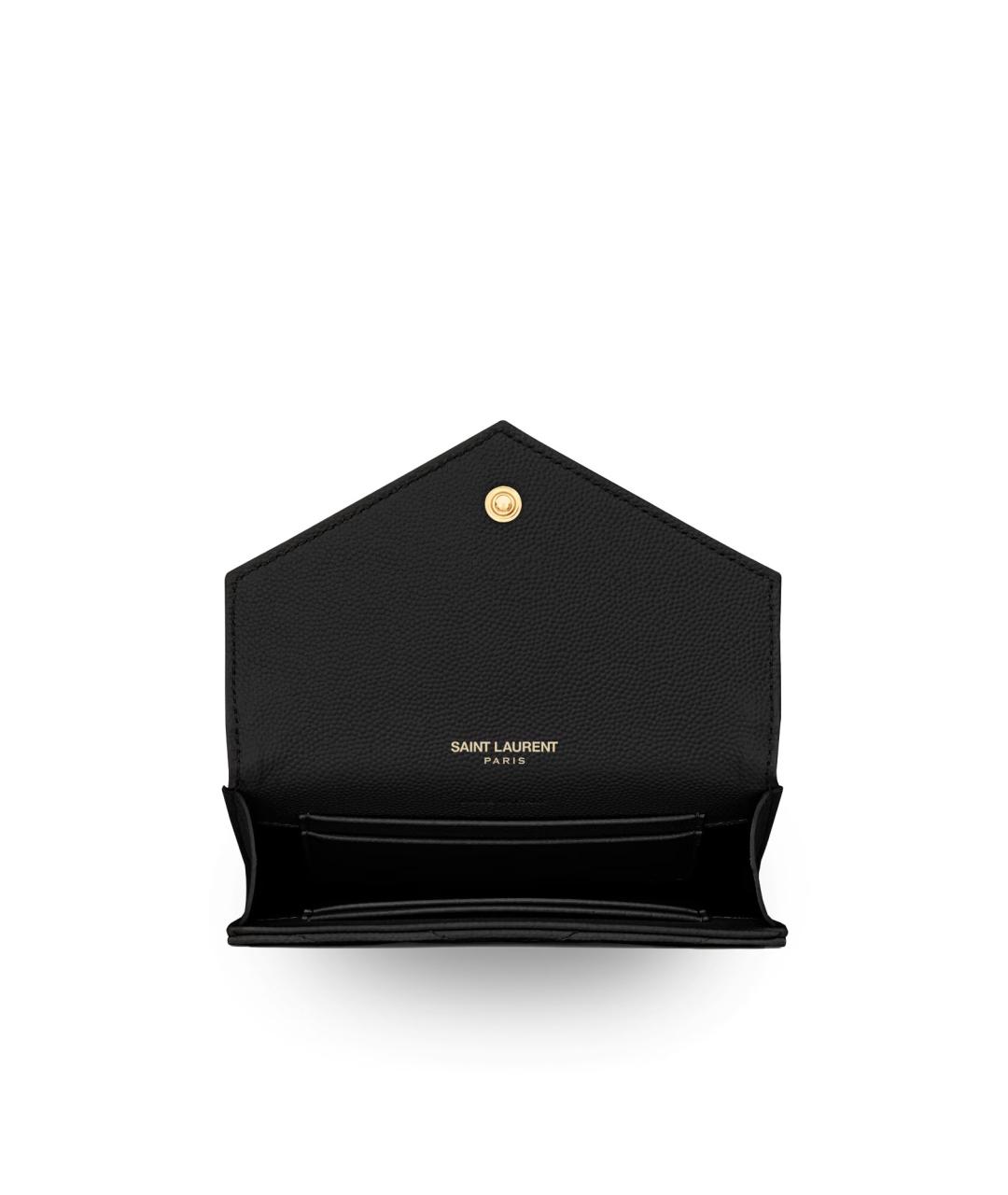 SAINT LAURENT Черный кожаный кошелек, фото 3