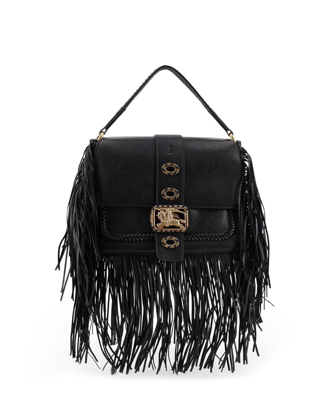 BURBERRY Черная кожаная сумка с короткими ручками, фото 1