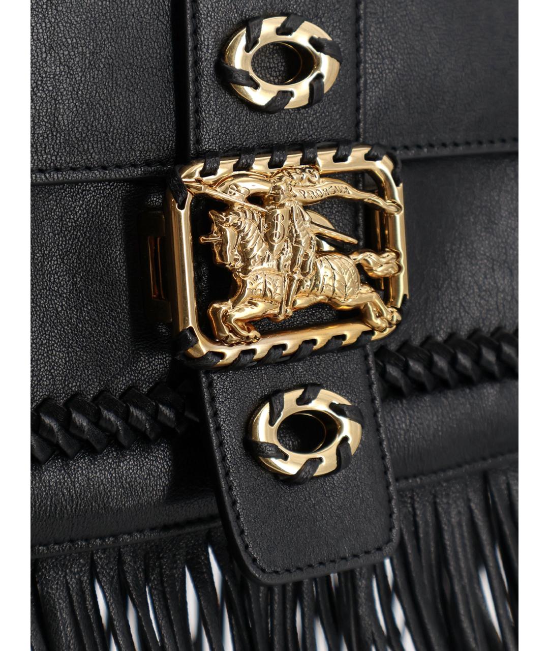 BURBERRY Черная кожаная сумка с короткими ручками, фото 5