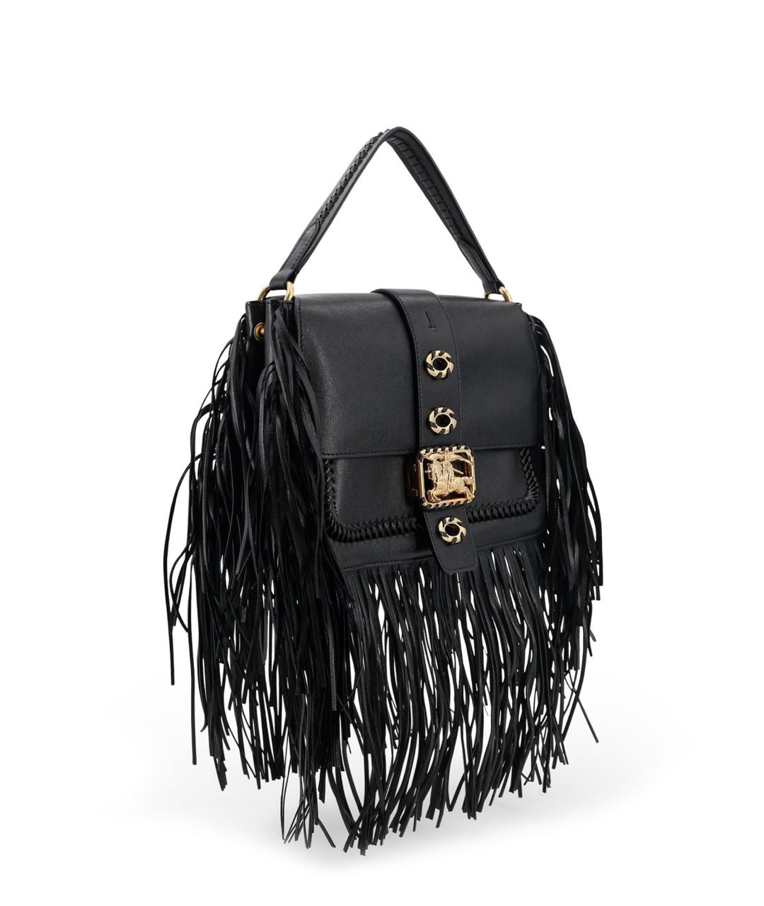 BURBERRY Черная кожаная сумка с короткими ручками, фото 3