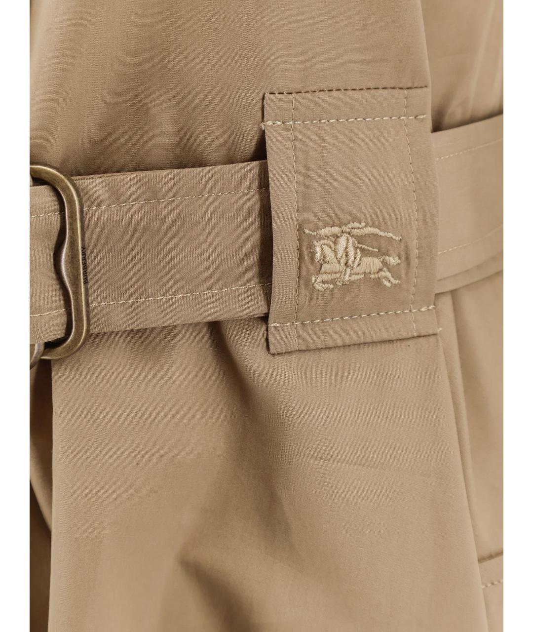 BURBERRY Бежевое хлопковое повседневное платье, фото 3