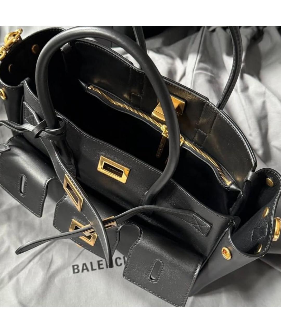 BALENCIAGA Черная кожаная сумка тоут, фото 3