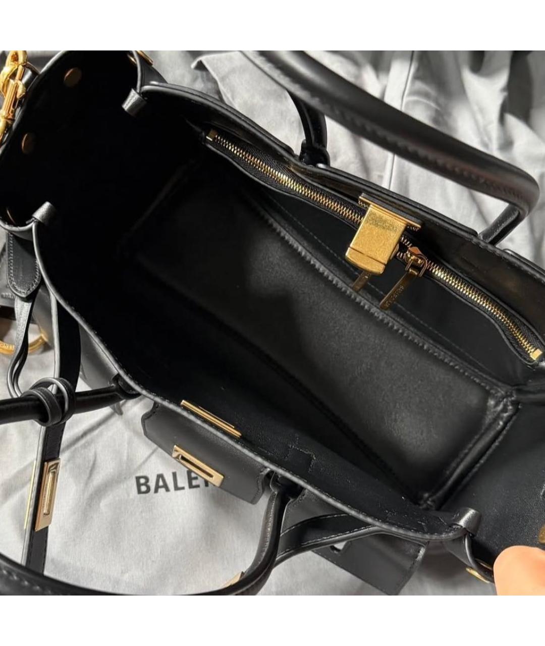 BALENCIAGA Черная кожаная сумка тоут, фото 4