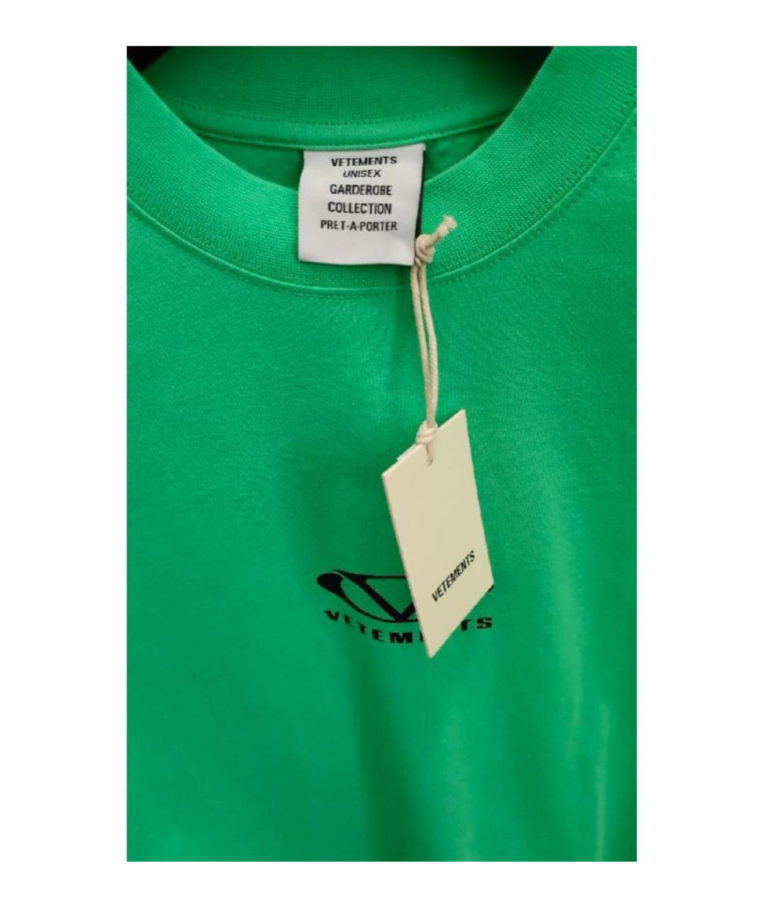 VETEMENTS Зеленая хлопковая футболка, фото 3
